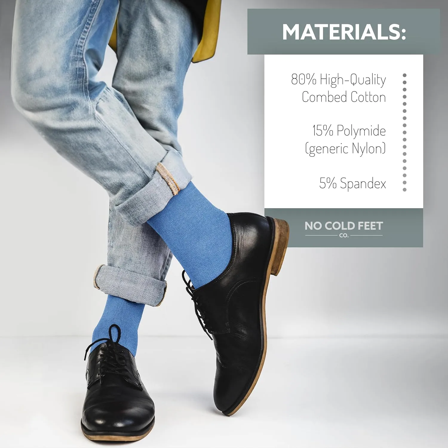 Fun Blue Colorful Novelty Socks for Men for Dress Casual Formal Groomsmen Wedding, 4 Pack