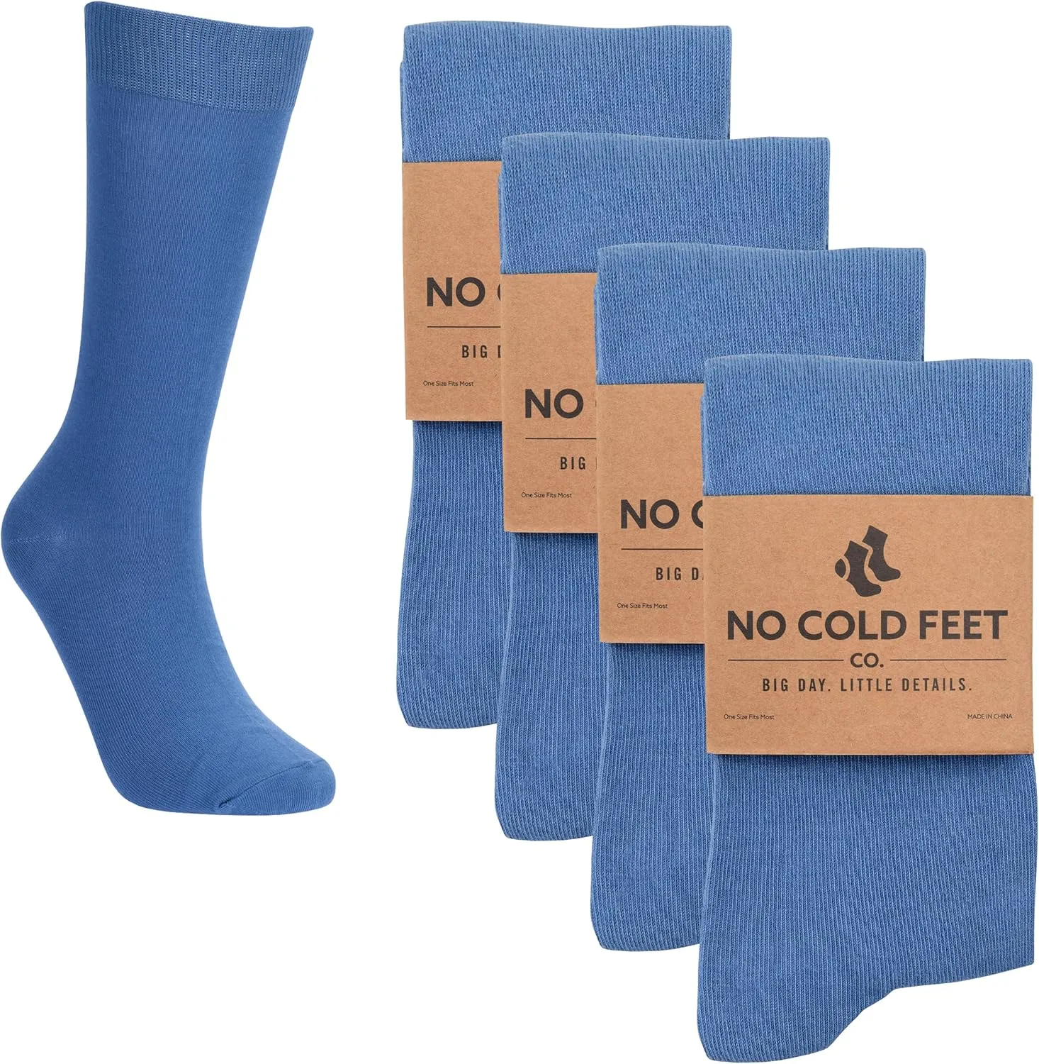 Fun Blue Colorful Novelty Socks for Men for Dress Casual Formal Groomsmen Wedding, 4 Pack