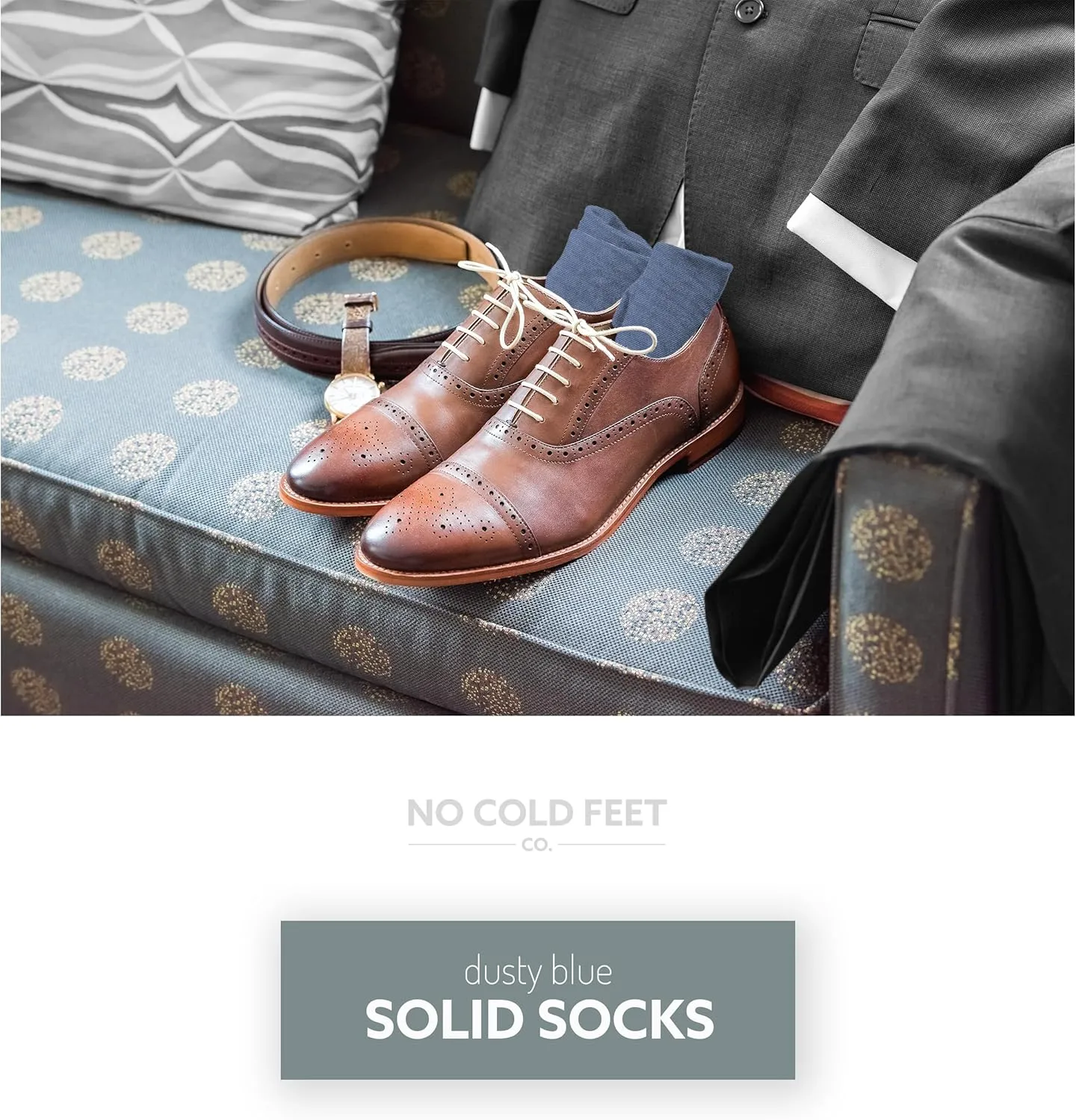Fun Blue Colorful Novelty Socks for Men for Dress Casual Formal Groomsmen Wedding, 6 Pack