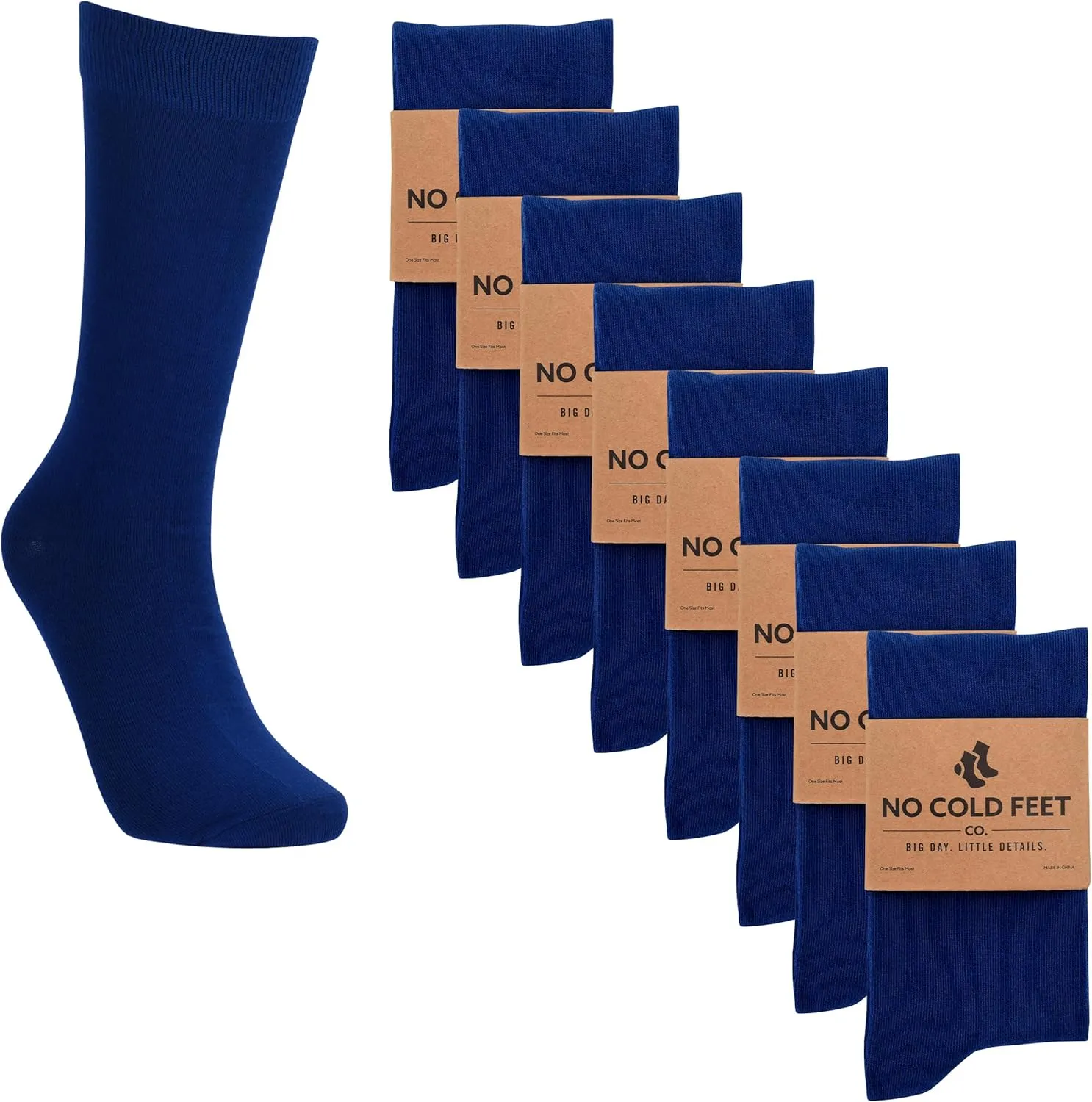 Fun Blue Colorful Novelty Socks for Men for Dress Casual Formal Groomsmen Wedding, 8 Pack