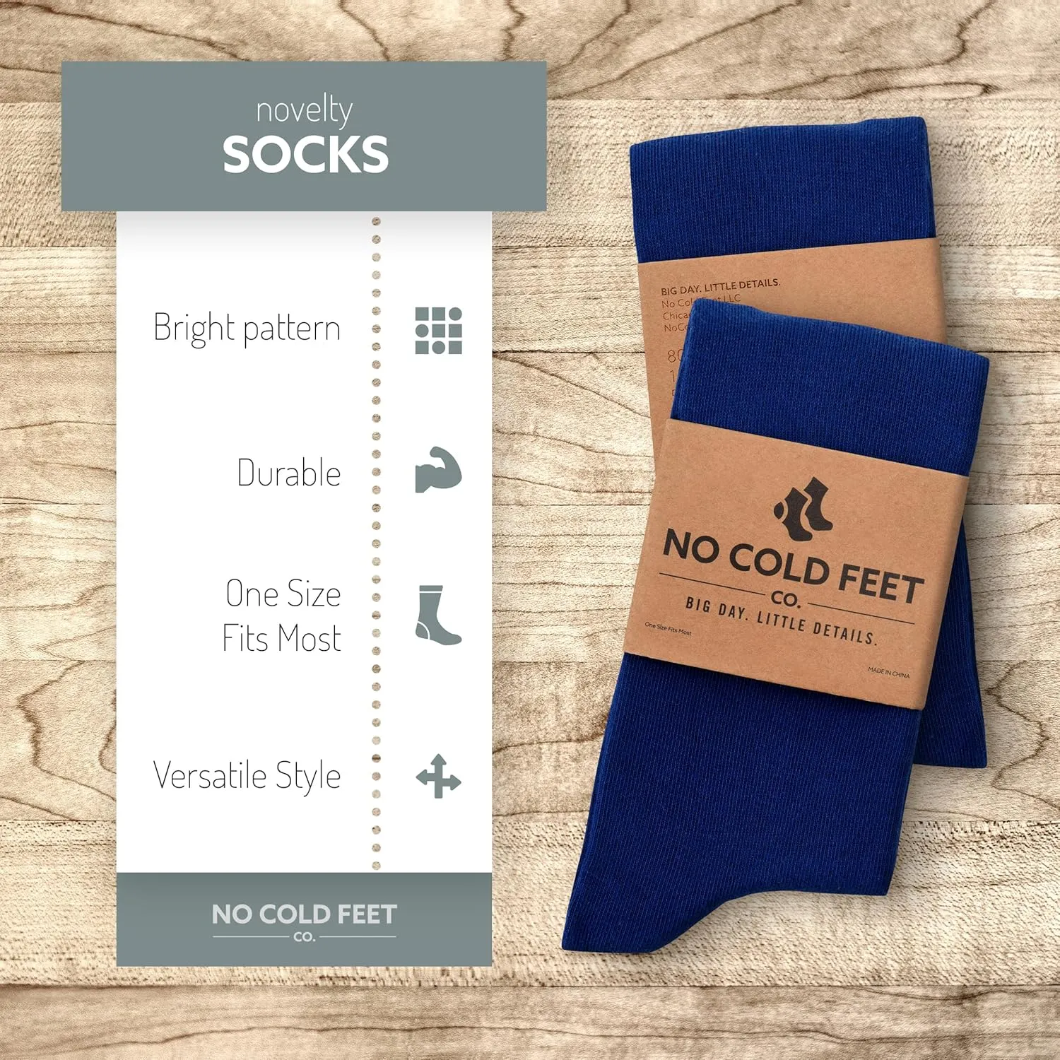 Fun Blue Colorful Novelty Socks for Men for Dress Casual Formal Groomsmen Wedding, 8 Pack