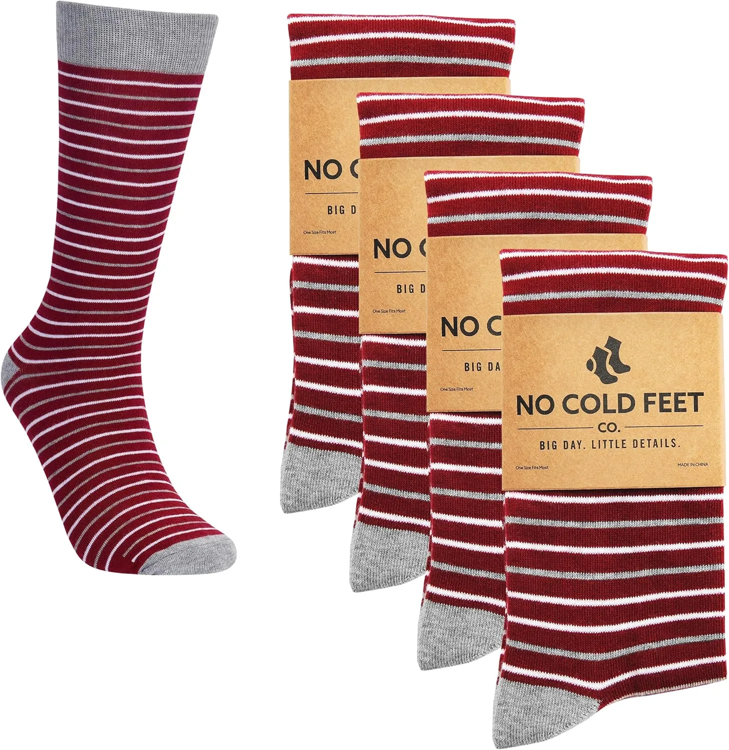 Fun Burgundy Colorful Novelty Socks for Men for Dress Casual Formal Groomsmen Wedding, 4 Pack