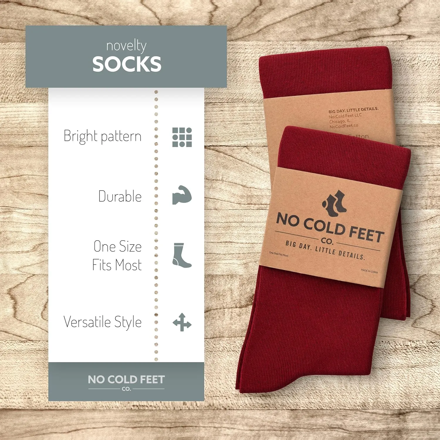 Fun Burgundy Colorful Novelty Socks for Men for Dress Casual Formal Groomsmen Wedding, 6 Pack