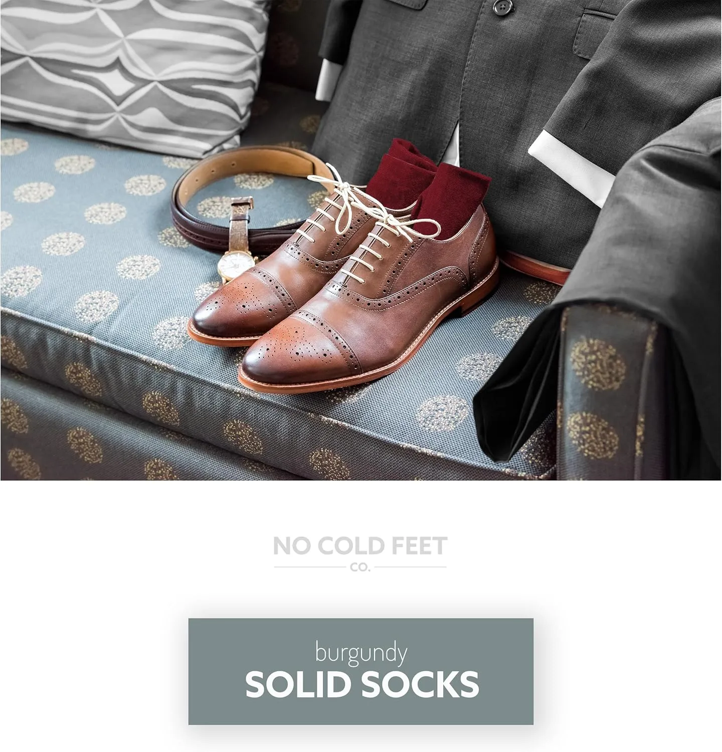 Fun Burgundy Colorful Novelty Socks for Men for Dress Casual Formal Groomsmen Wedding, 6 Pack