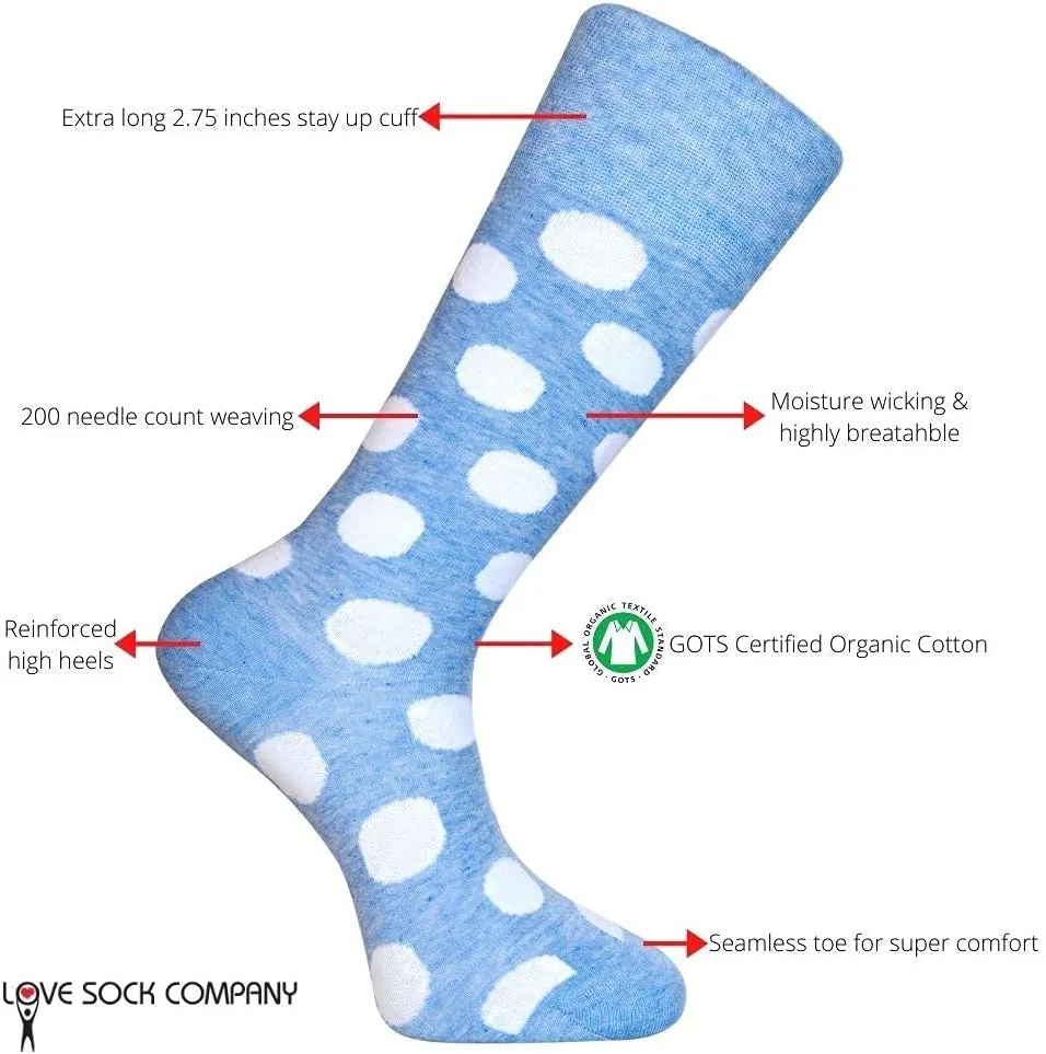fun colorful funky patterned organic cotton men's dress socks
