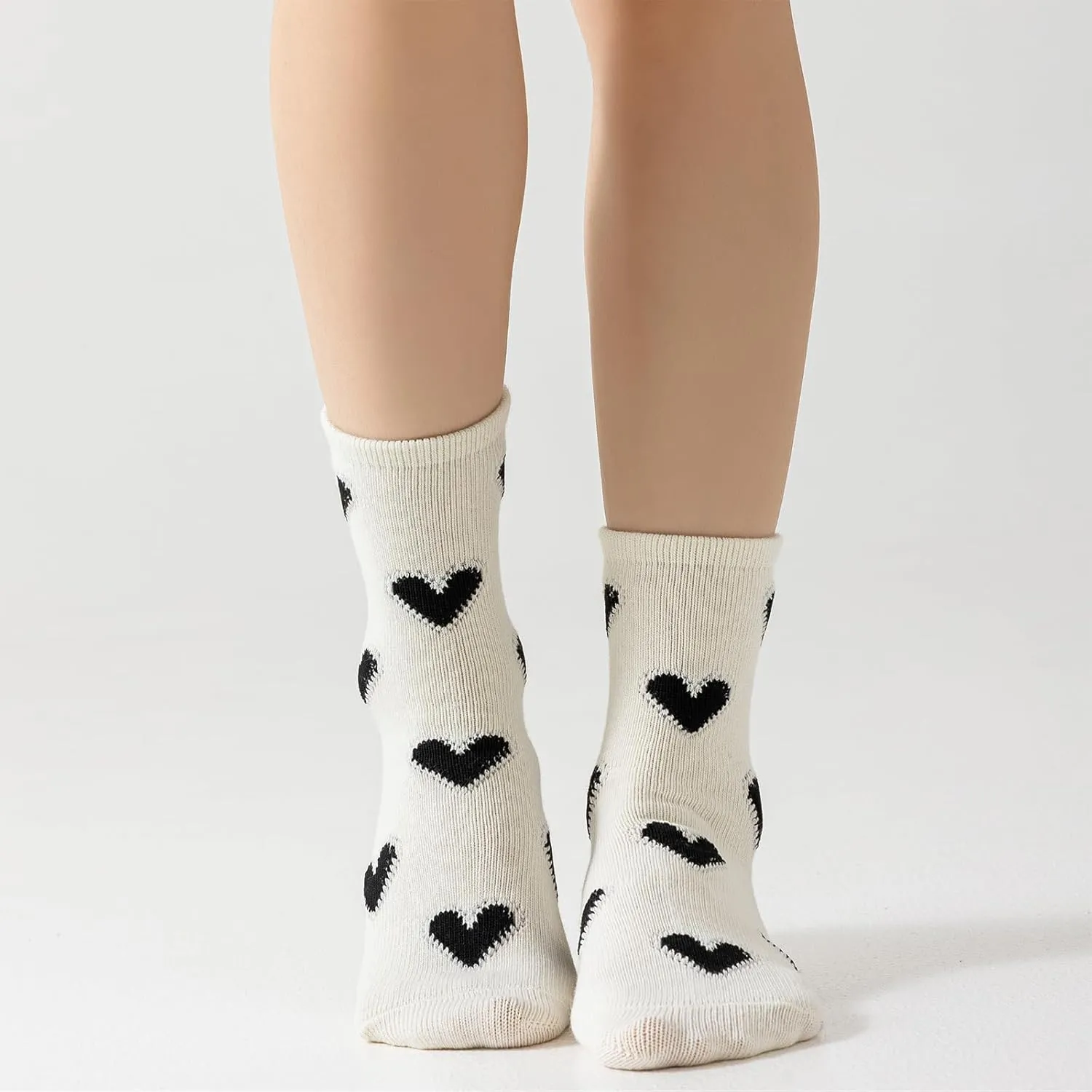 Fun Novelty Socks For Women Classic Woven Cute Heart Socks Retro Crew Socks Calf Socks Casual Cotton Tube Socks Women