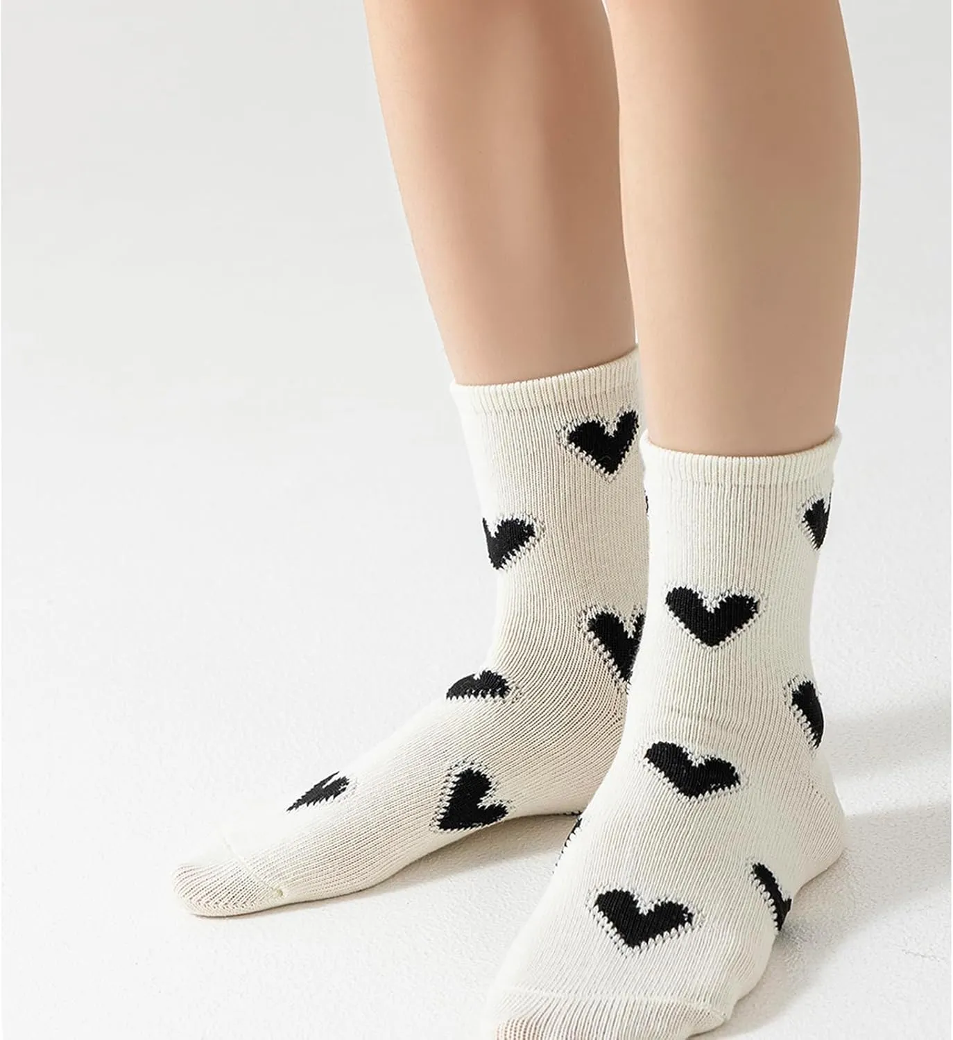 Fun Novelty Socks For Women Classic Woven Cute Heart Socks Retro Crew Socks Calf Socks Casual Cotton Tube Socks Women