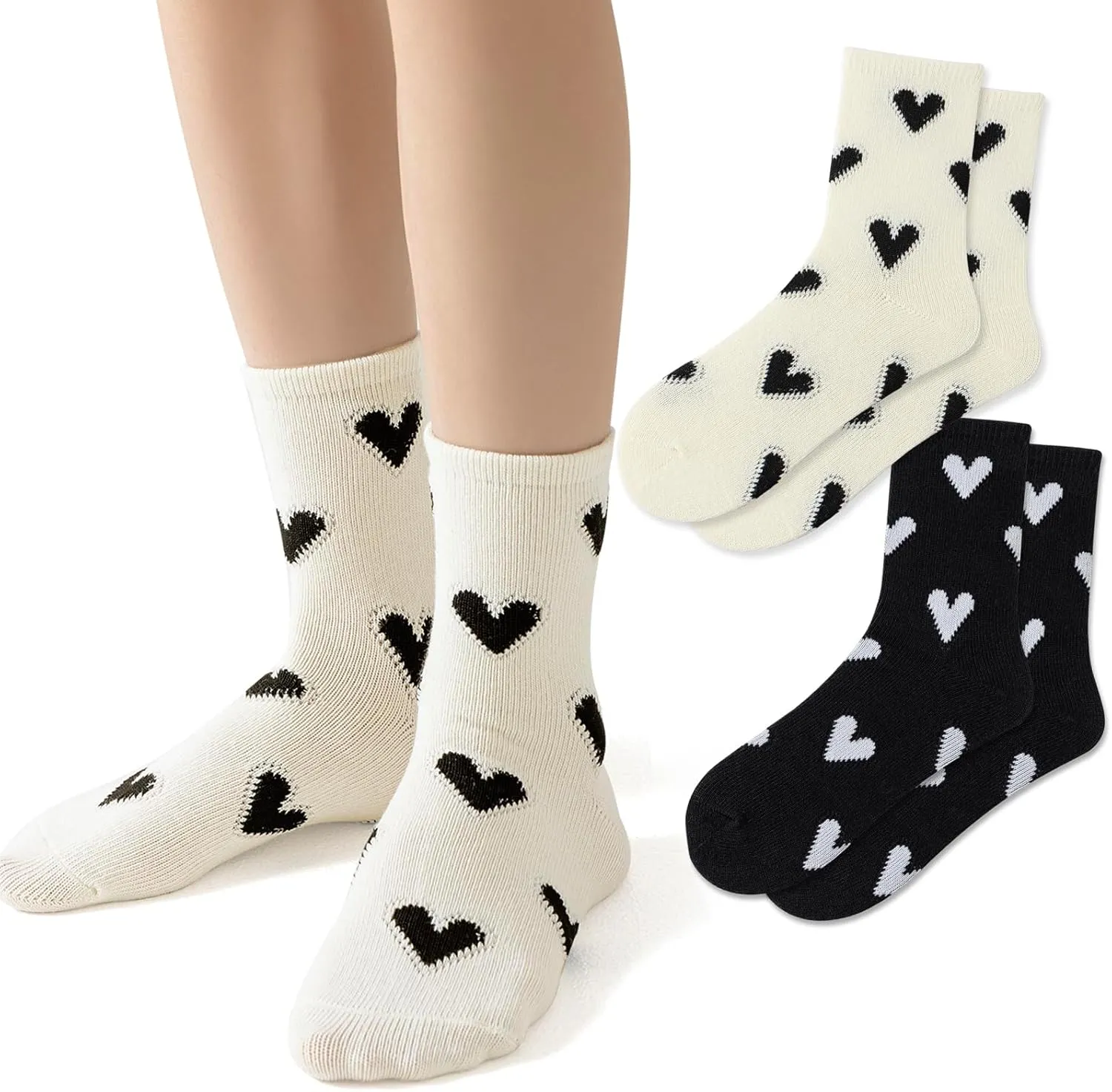 Fun Novelty Socks For Women Classic Woven Cute Heart Socks Retro Crew Socks Calf Socks Casual Cotton Tube Socks Women