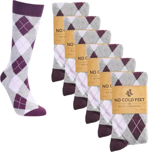 Fun Purple Colorful Novelty Socks for Men for Dress Casual Formal Groomsmen Wedding, 6 Pack