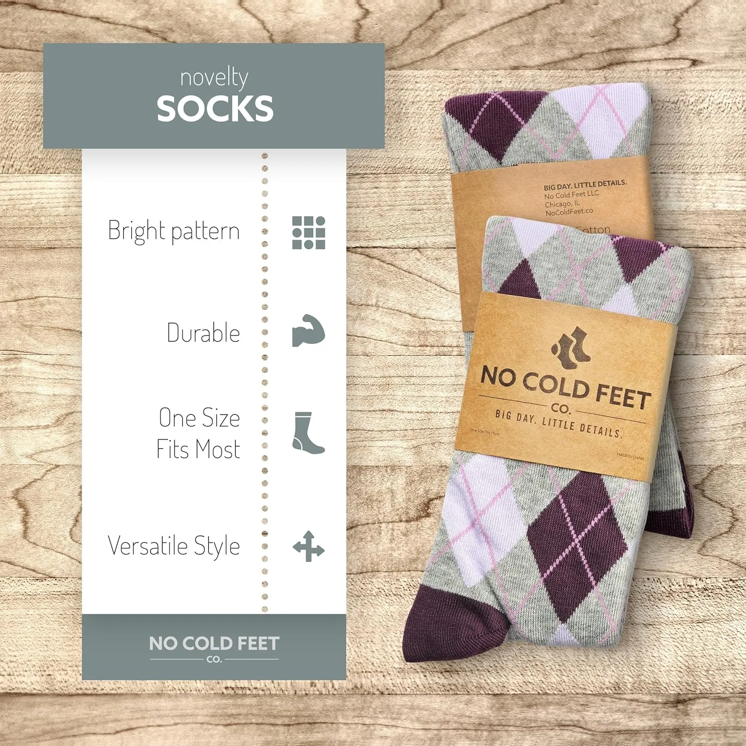 Fun Purple Colorful Novelty Socks for Men for Dress Casual Formal Groomsmen Wedding, 6 Pack