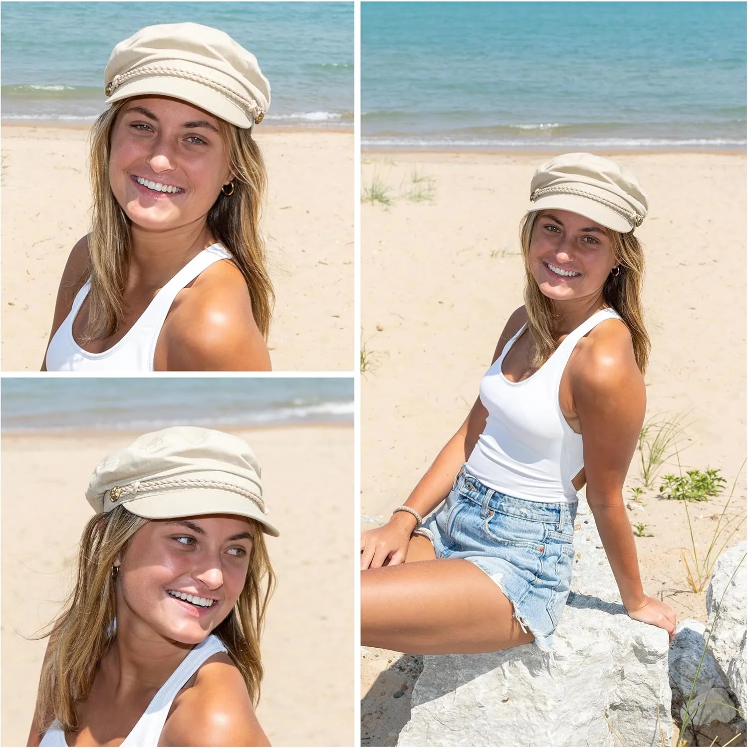 Funky Junque Greek Fisherman Newsboy Flat Cap - Stylish Versatile Hat