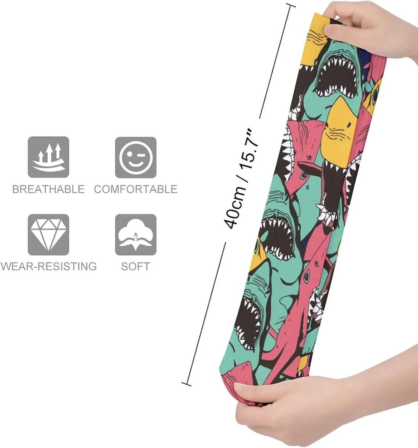 Funny Socks For Women Men Novelty Crew Casual Socks Fun Gifts For Women Friends-Abstract Blue Squares