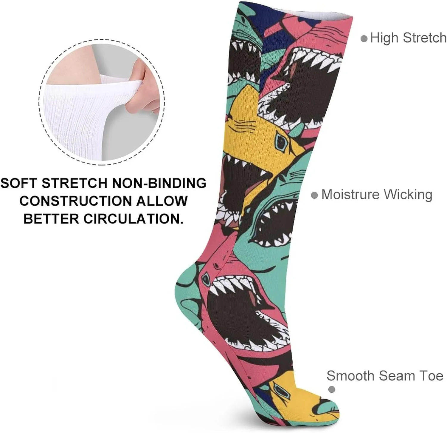 Funny Socks For Women Men Novelty Crew Casual Socks Fun Gifts For Women Friends-Abstract Blue Squares