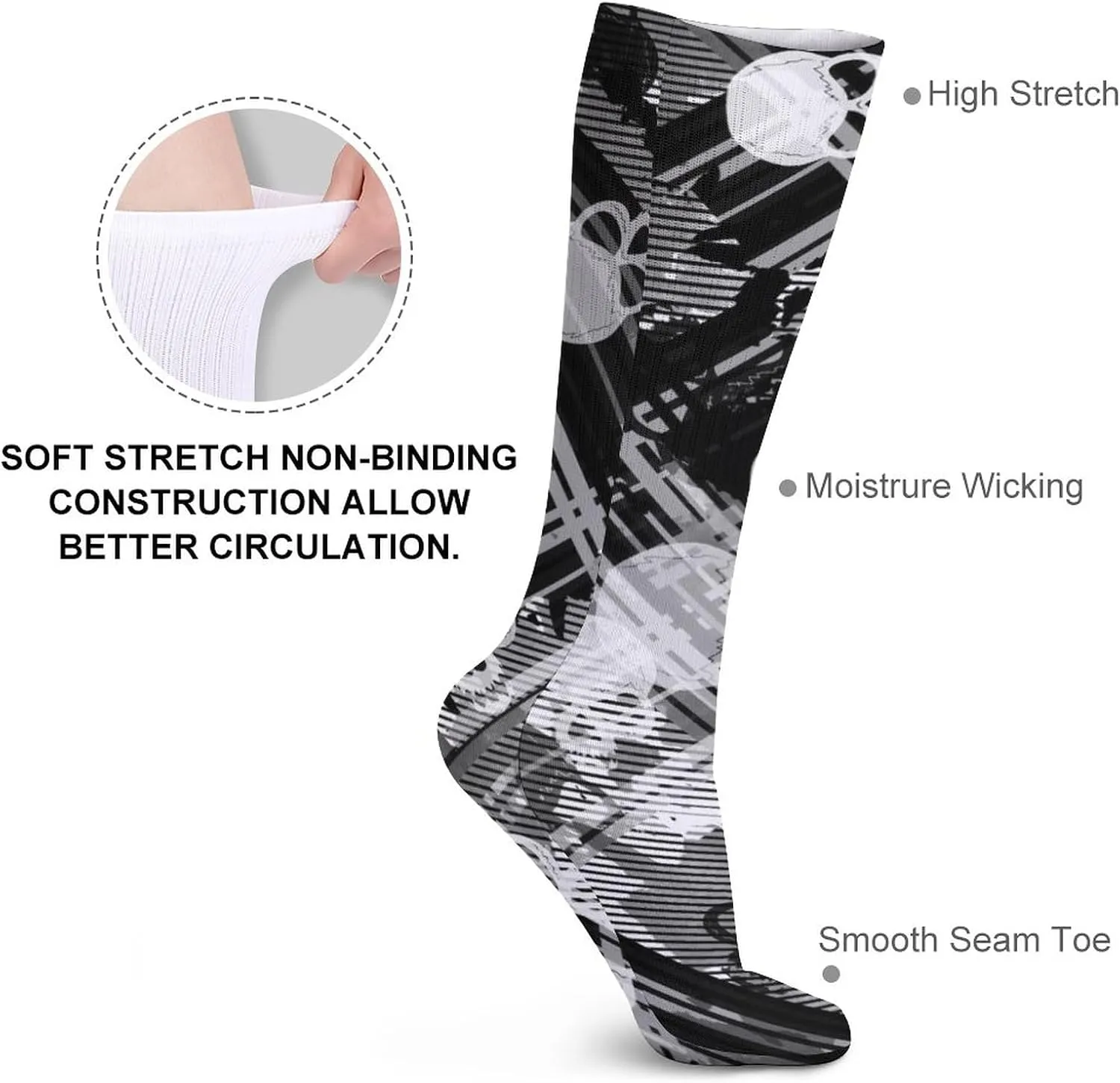 Funny Socks For Women Men Novelty Crew Casual Socks Fun Gifts For Women Friends-Retro Red Black Roses