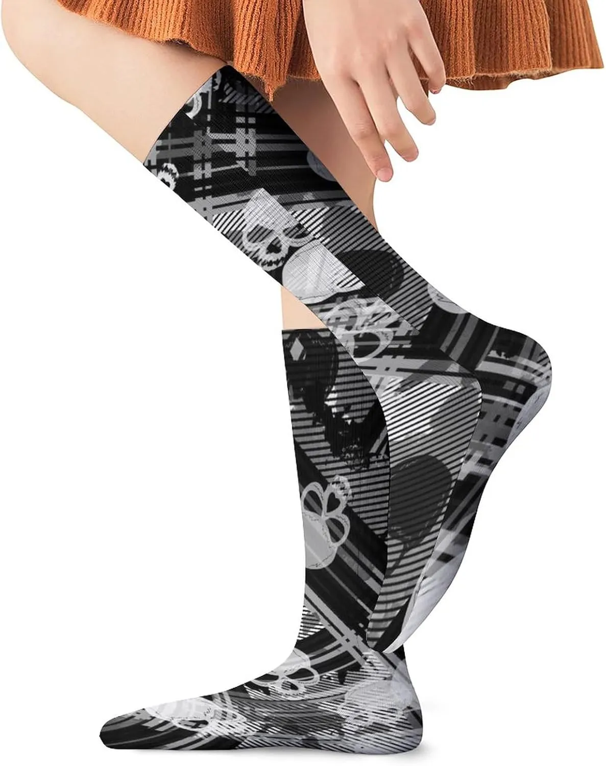 Funny Socks For Women Men Novelty Crew Casual Socks Fun Gifts For Women Friends-Retro Red Black Roses