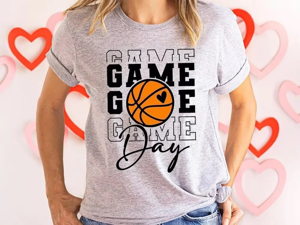 Game Day Basketball Tshirt Woman Sunday Funday Shirts Vintage Basketball Shirt Funny Basketball Graphic Tee Tops