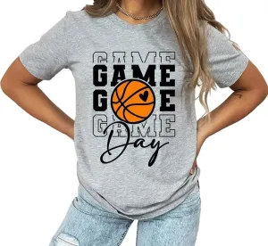 Game Day Basketball Tshirt Woman Sunday Funday Shirts Vintage Basketball Shirt Funny Basketball Graphic Tee Tops