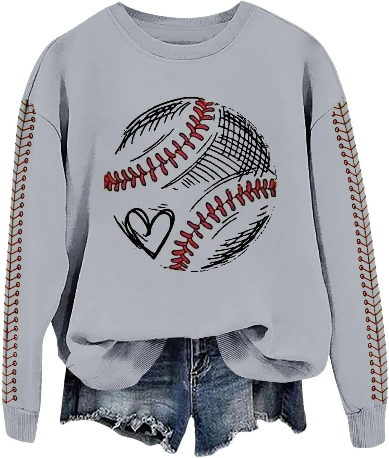 Game Day Sweatshirt Women Crew Neck Football Baseball Mom Shirts Loose Casual Long Sleeve Cute Graphic Pullover Tops