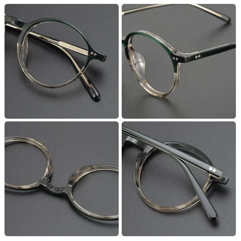 Gatenac Unisex Full Rim Round Acetate Eyeglasses Gxyj961