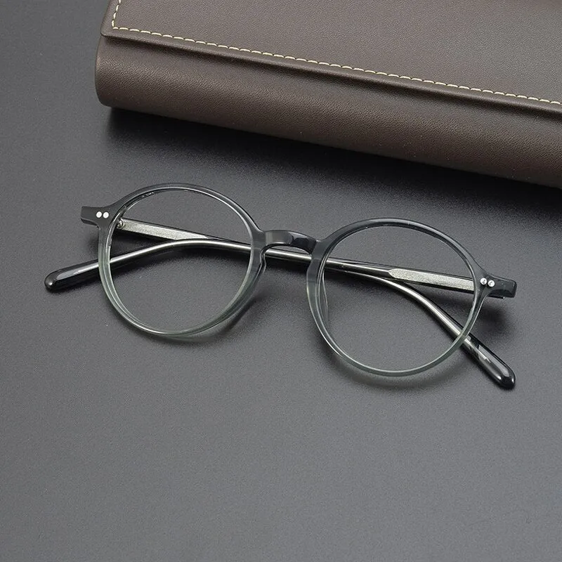 Gatenac Unisex Full Rim Round Acetate Eyeglasses Gxyj961