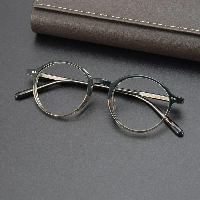 Gatenac Unisex Full Rim Round Acetate Eyeglasses Gxyj961