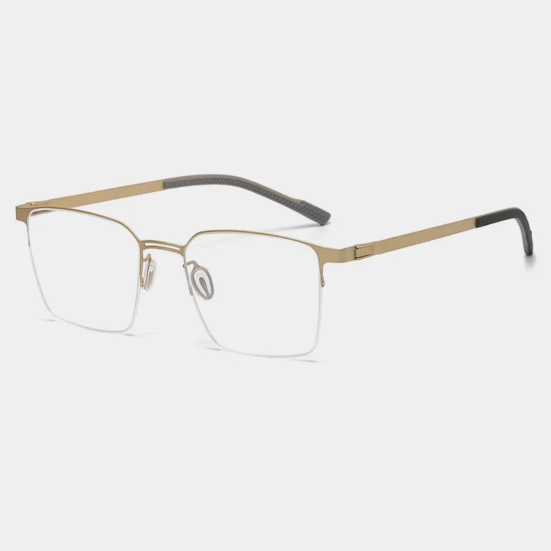 Gatenac Unisex Semi Rim Square Titanium Eyeglasses Gxyj1153