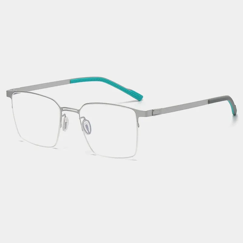 Gatenac Unisex Semi Rim Square Titanium Eyeglasses Gxyj1153