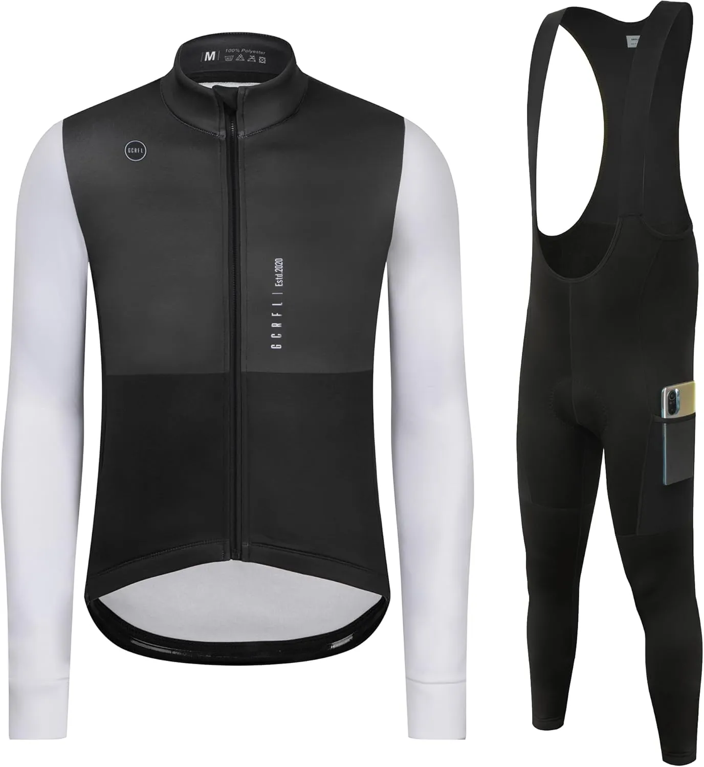 GCRFL Winter Cycling Kit Men's Cycling Jersey Set Long Sleeves Jersey Bike Pants Cycling Clothing Softshell Windbreaker