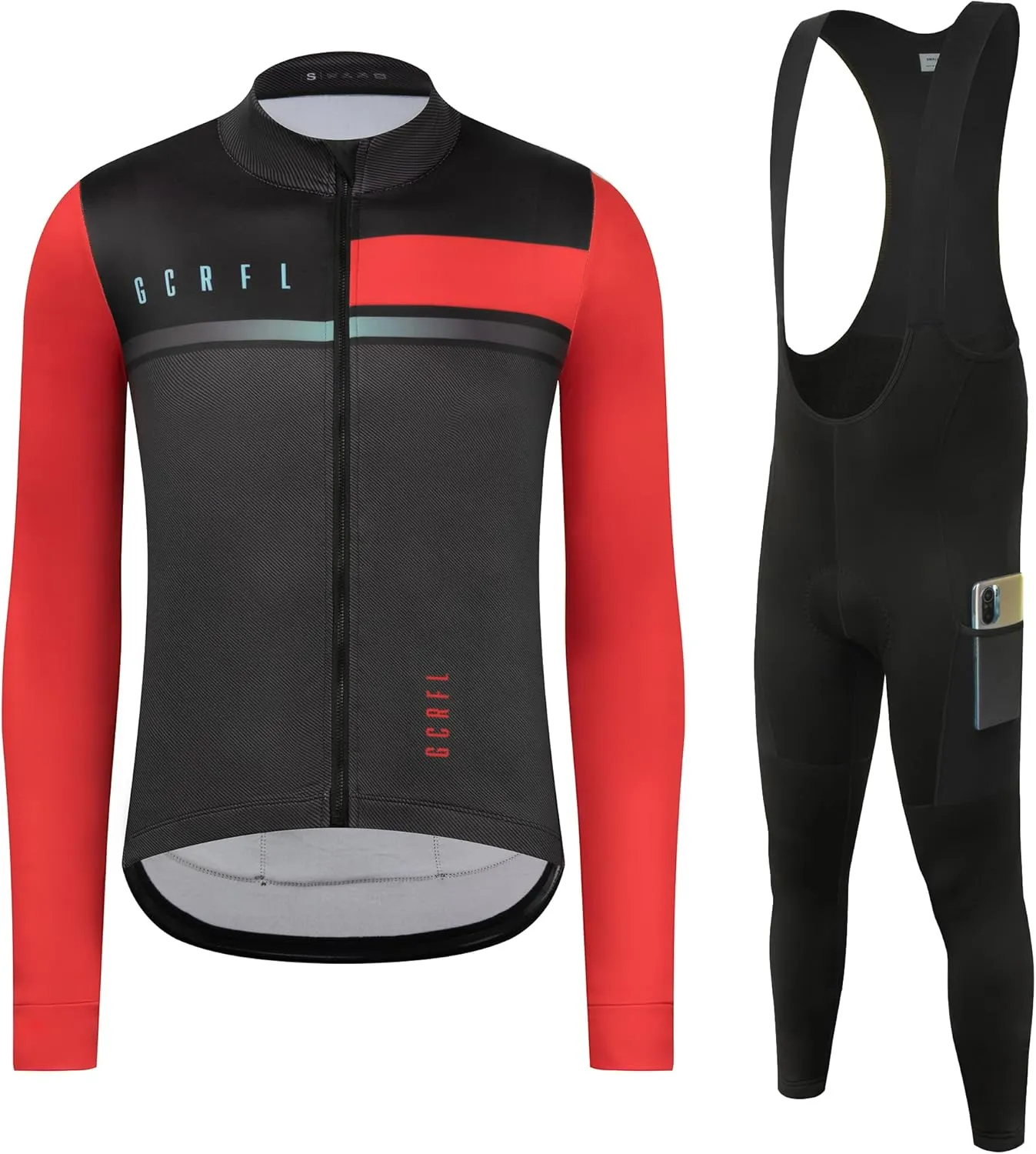 GCRFL Winter Cycling Kit Men's Cycling Jersey Set Long Sleeves Jersey Bike Pants Cycling Clothing Softshell Windbreaker