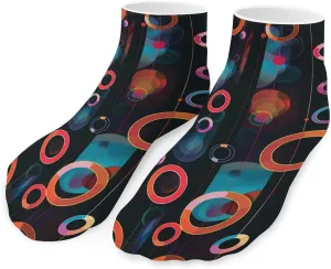 Geometric Cricles Ankle Socks Breathable Low Cut Sports Socks Casual No Show Sock for Women Men