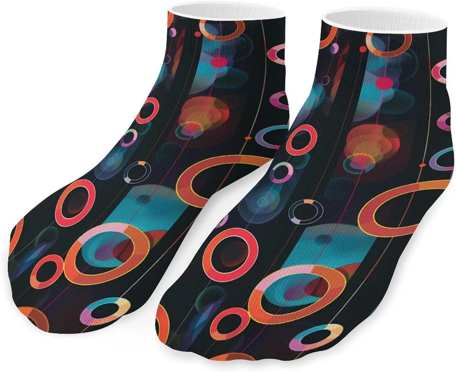 Geometric Cricles Ankle Socks Breathable Low Cut Sports Socks Casual No Show Sock for Women Men
