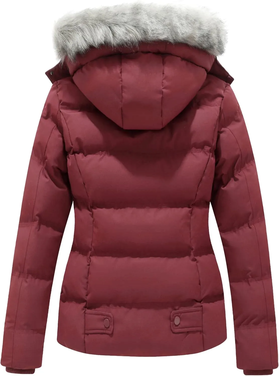 GGleaf Women's Hooded Warm Winter Coat Quilted Thicken Puffer Jacket with Removable Fur Hood