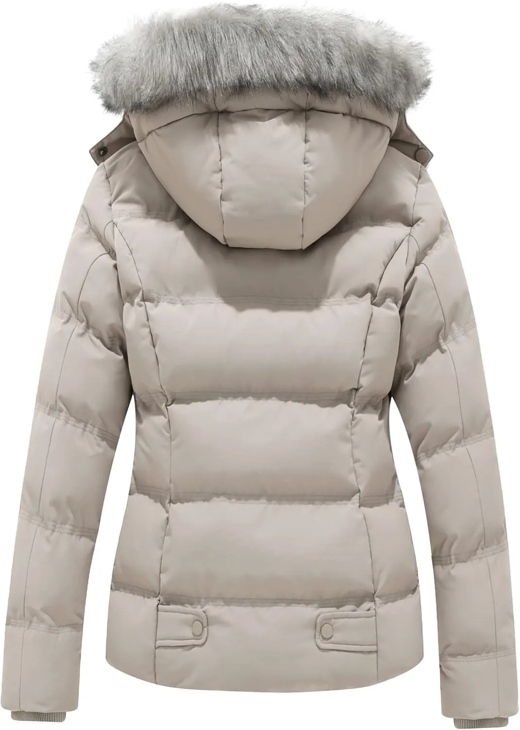 GGleaf Women's Hooded Warm Winter Coat Quilted Thicken Puffer Jacket with Removable Fur Hood