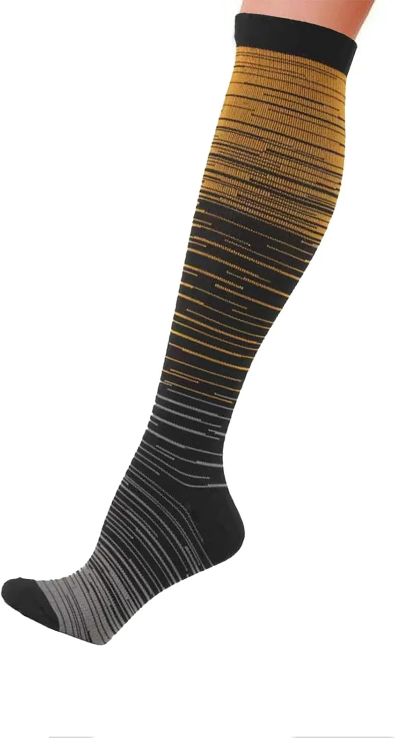 GIERIDUC 3 Pairs Womens Knee High Socks Color Stripes Long Tube Socks Knee High Cotton Casual Athletic Socks Leg Warmers