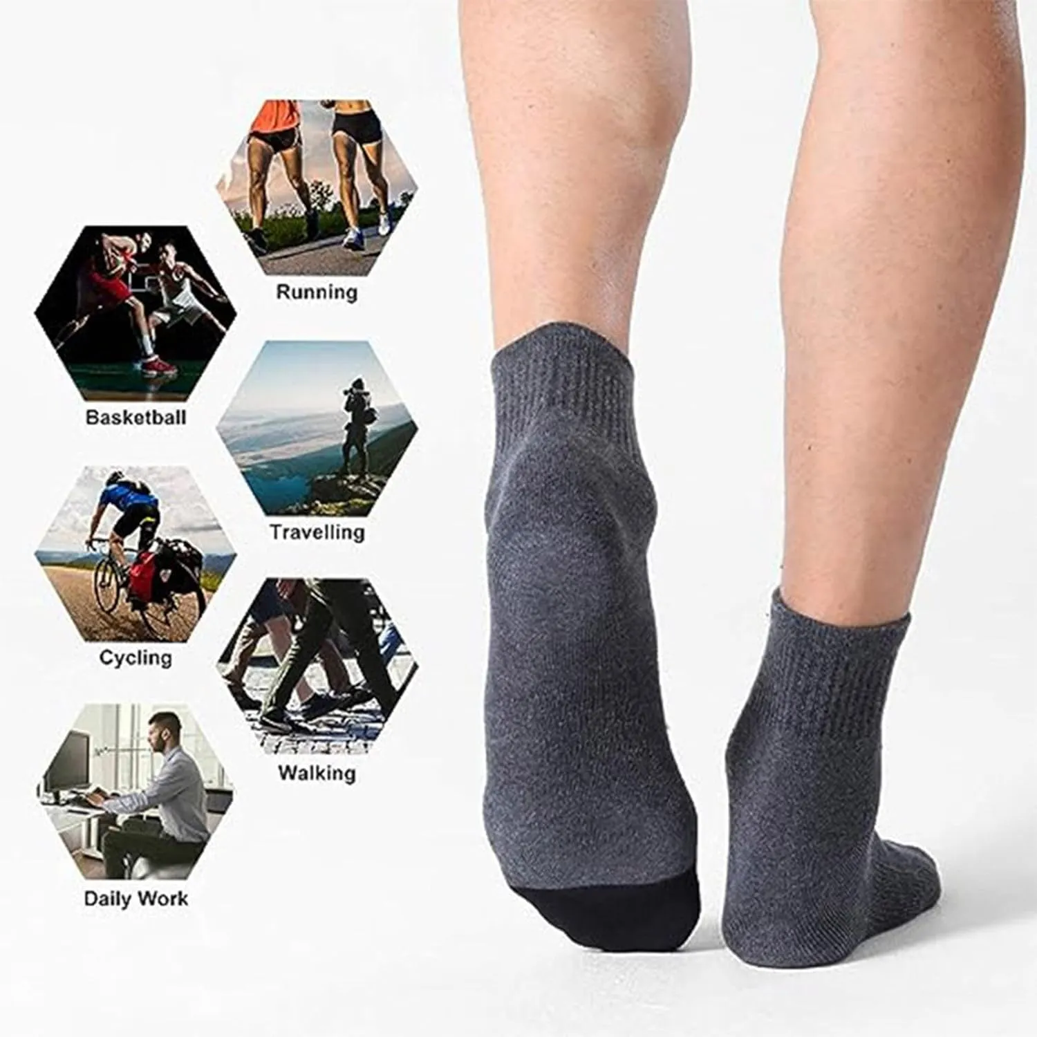 GIERIDUC Ankle Athletic Running Socks Battery Socks Crew Socks For Men Hunting Socks With Soles For Women Mens Crew Socks