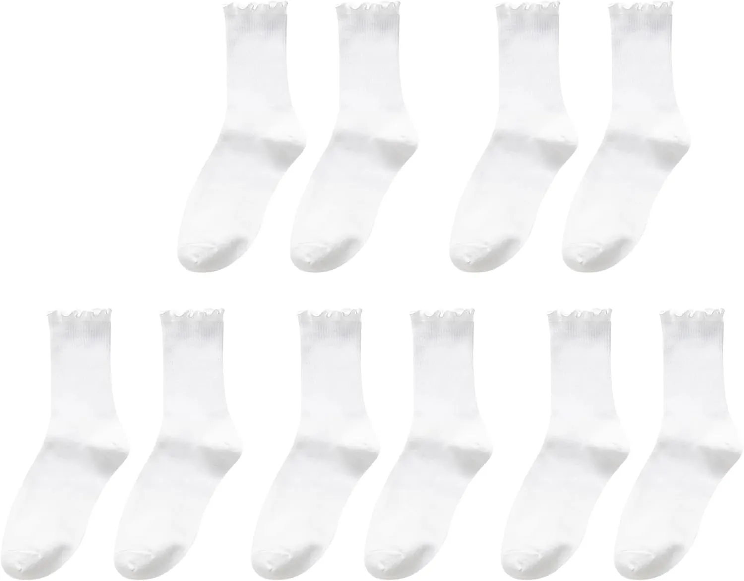 GIERIDUC Athletic Socks For Women Size 9-11 5pc Women's Socks Ruffle Cuff Casual Socks Cute Comfortable Knitted Socks