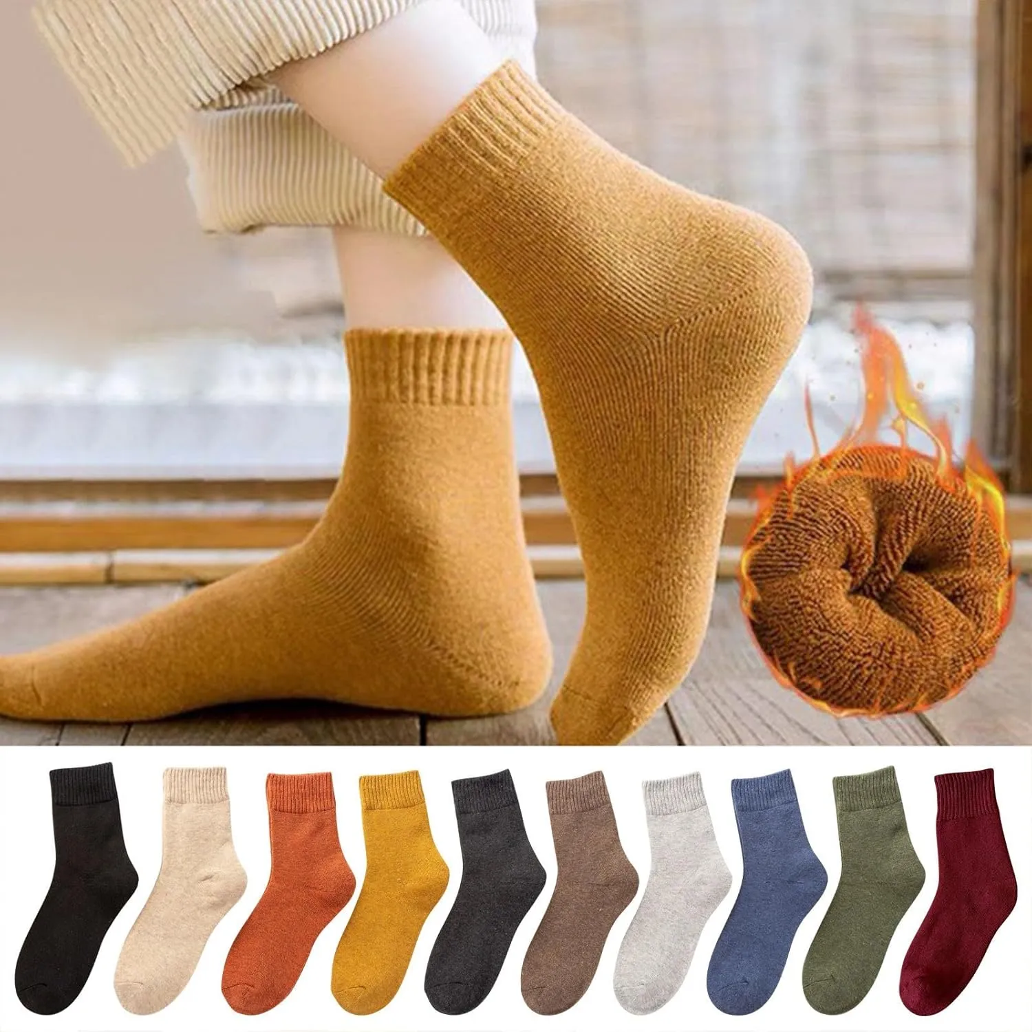 GIERIDUC Cushion Crew Socks for Women Cotton Knee High Socks For Women Men's Dress Socks Size 9-11 Warm Winter Socks Women