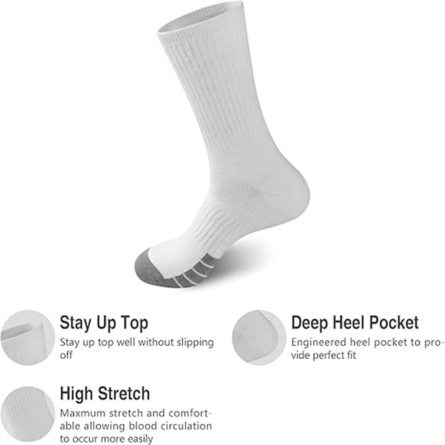 GIERIDUC Slouch Socks Men Men's Basketball Socks Solid Color Short Socks 5PC Extra Large Slipper Socks with Grippers