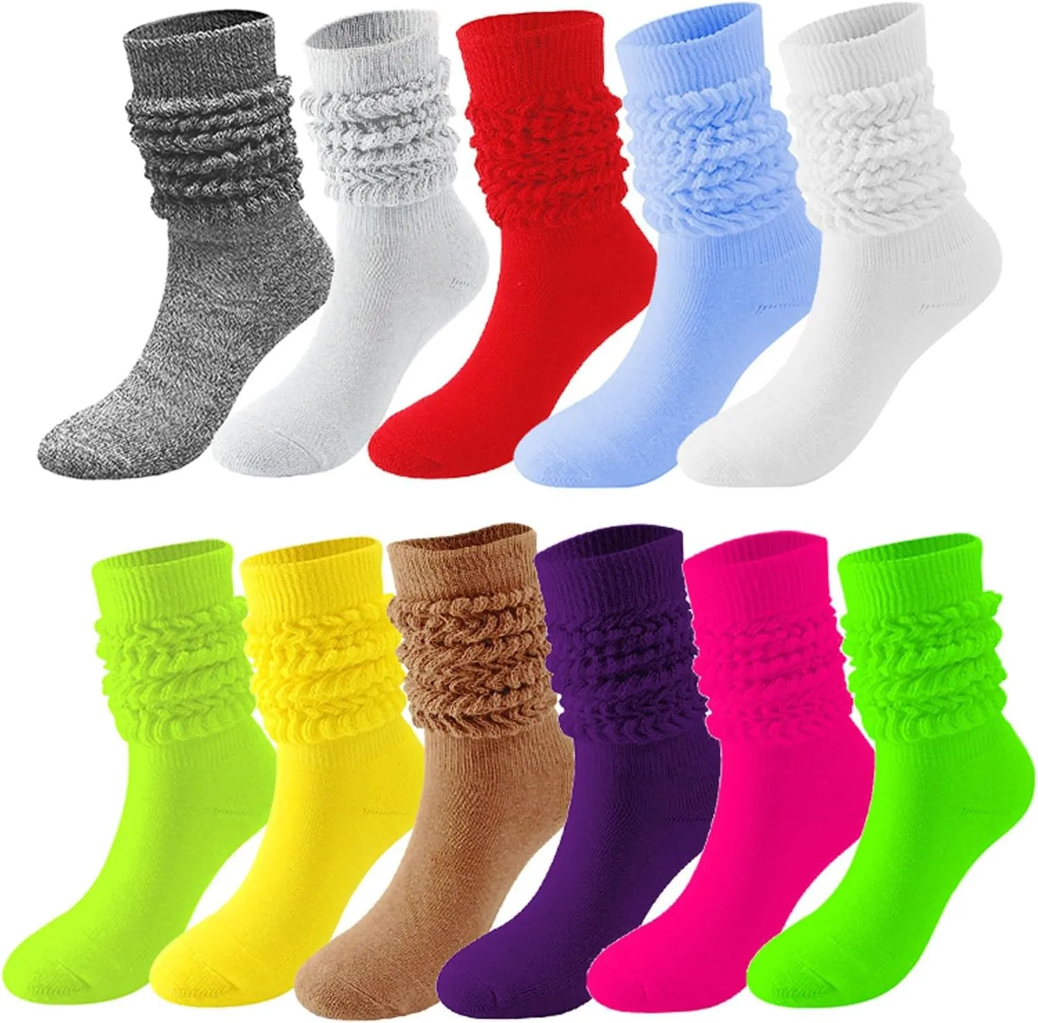 GIERIDUC Womens Athletic Crew Socks 5 Pairs Women Soild Color Socks Thigh High Boot Socks Soft Scrunch Socks Goth Socks
