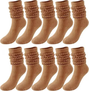 GIERIDUC Womens Athletic Crew Socks 5 Pairs Women Soild Color Socks Thigh High Boot Socks Soft Scrunch Socks Goth Socks