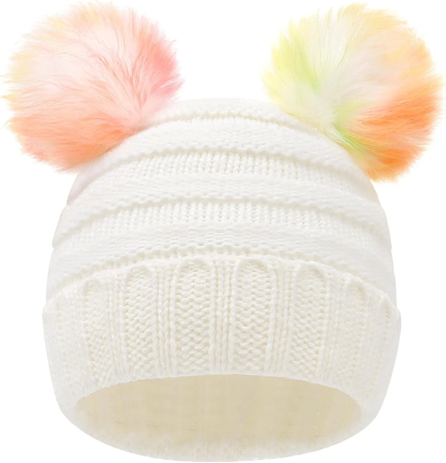 Girl Beanies Pompom Winter Knitted Hat Toddler Beanies Infant Winter Hat Cap for Boys Girls(3M-12T)