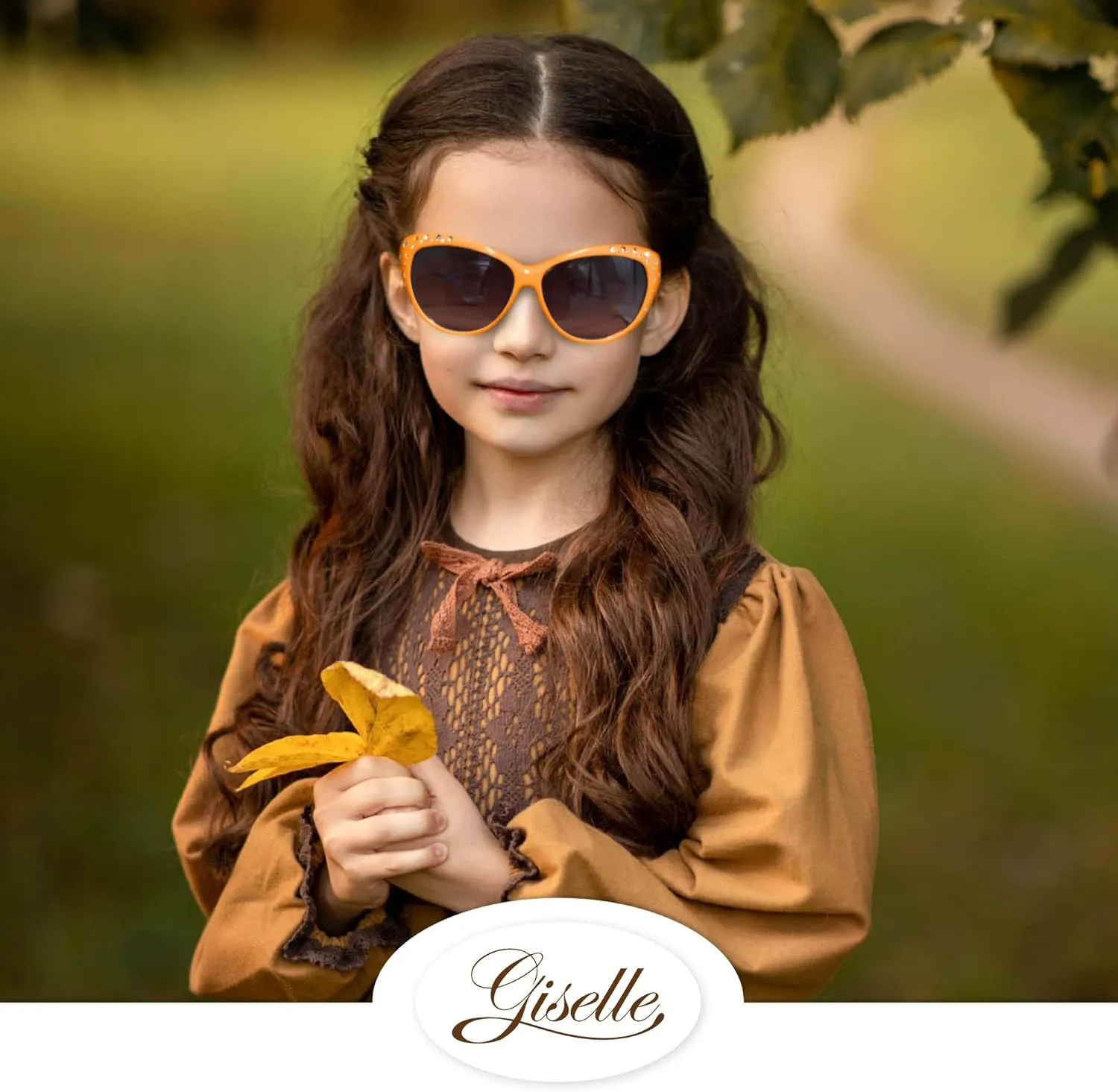 Giselle Cute Kids Retro Cat Eye Rhinestone Sunglasses for Teen Girls and Children Age 6-14