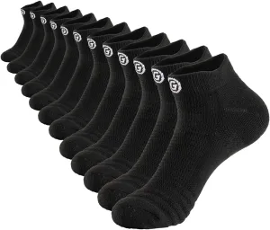 GLENMEARL 6 Pack Men's Ankle Socks, Sport Athletic Running Socks Cushion Padded Moisture Wicking Low Cut