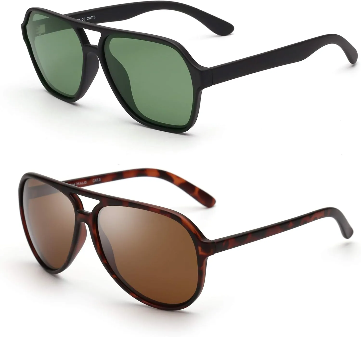 GLINDAR Men's Classic Polarized Aviator Sunglasses Green & Brown