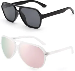 GLINDAR Men's Polarized Aviator Sunglasses Grey & Pink