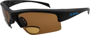 Global Vision BluWater Polarized Bifocal Sunglasses with Matte Black Frames and Brown Lenses