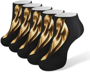 Gold Black Wallpapers Casual Socks Soft Moisture-Wicking Socks Low Cut Invisible Liner Ankle Sock (5 Pairs)
