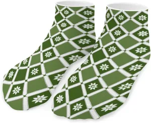 Green Argyle Ankle Socks Breathable Low Cut Sports Socks Casual No Show Sock for Women Men