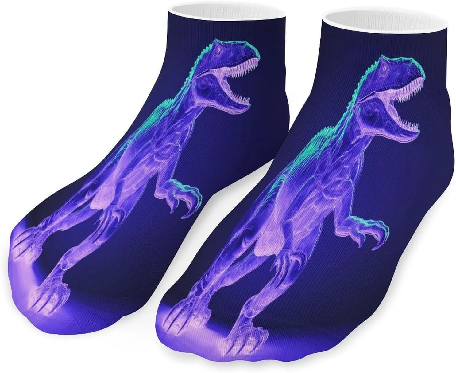 Green Dinosaur Style Socks Low Cut Ankle Short Sock Novelty Casual Invisible Liner Socks for Men Women