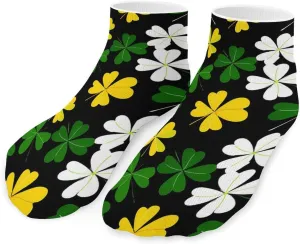 Green Four Leaf Ankle Socks Breathable Low Cut Sports Socks Casual No Show Sock for Women Men